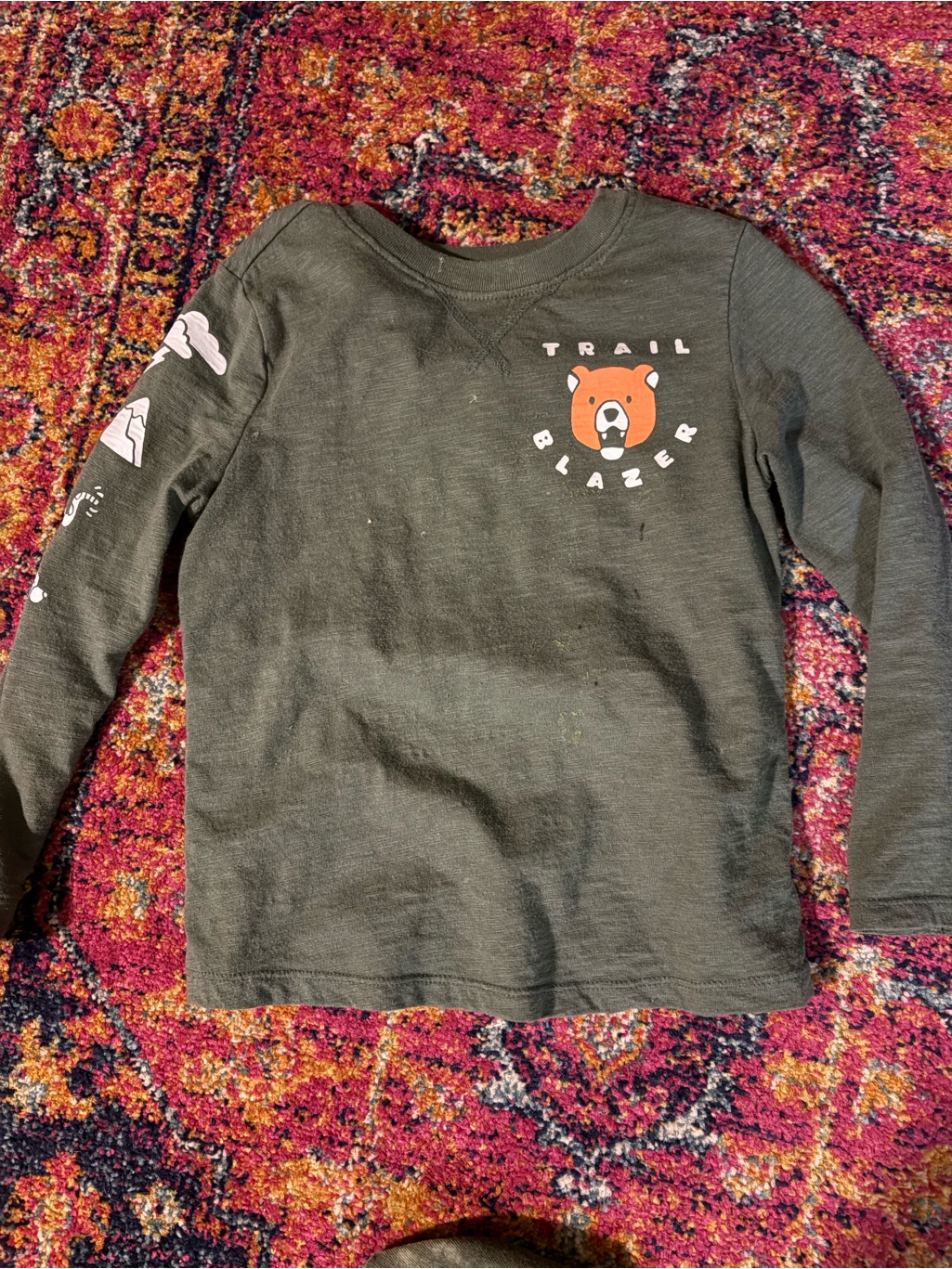 3/$20! Boys Kids 5t Long Sleeve Old Navy Green 'Trail Blazer' Long-Sleeve Tee